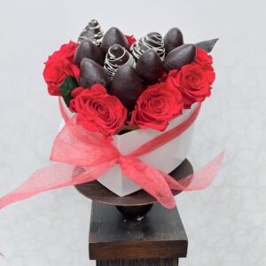 Caja rosas y chocolate